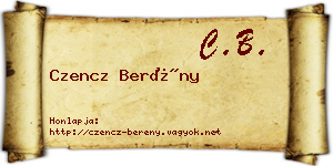 Czencz Berény névjegykártya